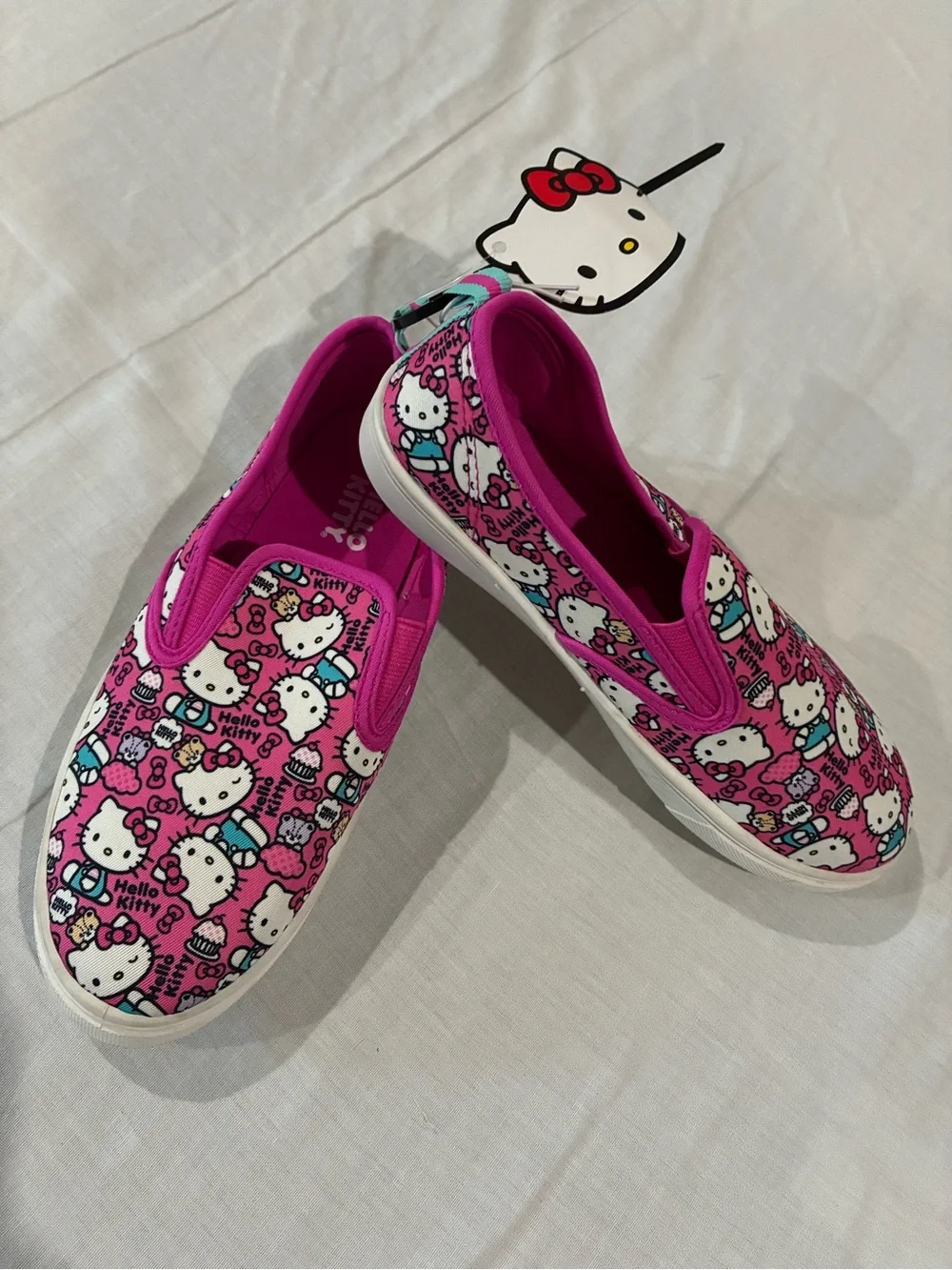 Hello Kitty Girls' Hot Pink Slip-On Printed Canvas Sneakers